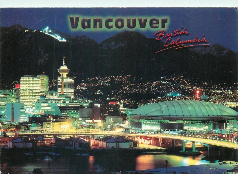 Postcard Canada vancouver british columbia night view bridge city lights river