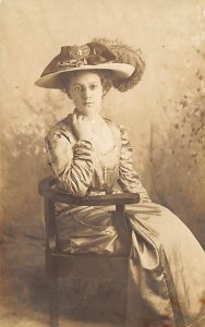 Lady wearing Hat Writing on back real photo