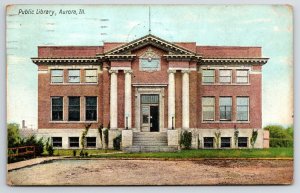 Aurora IL Door Open @ Carnegie Library c1910 To Helen Jagodzińska, Chicago