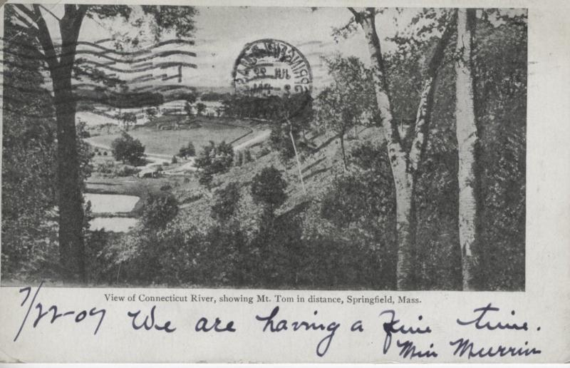 Springfield MA Massachusetts ~ Connecticut River Showing Mt Tom Vintage Postcard 