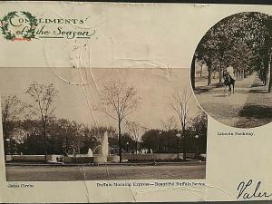 Postcard Compliments of the Season  Lincoln Pkwy.& Gates Cir, Buffalo,NY T4