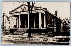 Charles City Iowa IA Postcard RPPC Photo Masonic Temple Building c1910's Antique