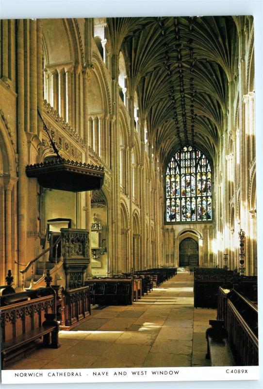 UK United Kingdom Inside Interior View Norwich Cathedral 4x6 Postcard A49