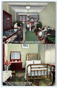 1920 Lobby Hotel Cozy Bedroom Arlington Hotel Interior Atlanta Georgia Postcard