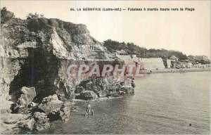 The Old Post Card Berniere (Loire Inf) Cliff has high tide to the Beach