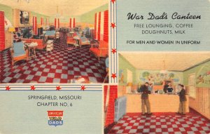 WAR DAD'S CANTEEN Springfield, Missouri WWII Military c1940s Vintage Postcard