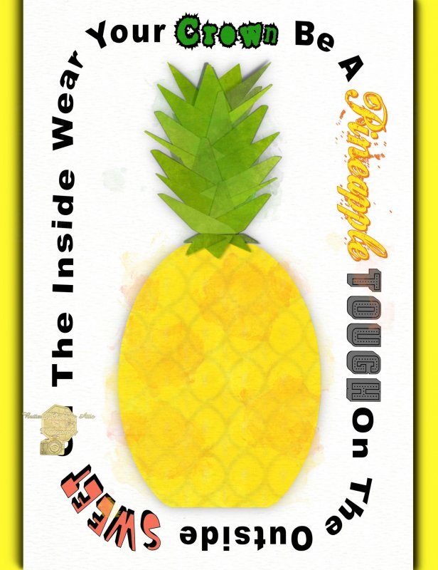 Set of 6 Fine Art Postcard Be A Pineapple, Tropical Bright Sunny Greeting Card