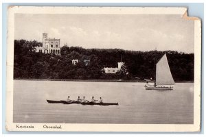 1911 Boating at Kristiania Oscarshal Oslo Norway Posted Antique Postcard