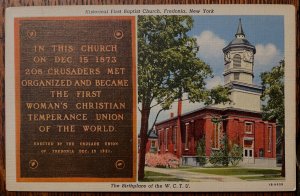 Vintage Postcard  1941 First Baptist Church, WCTU, Fredonia, New York (NY)