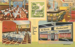 Postcard Ohio Cleveland Gazelle Restaurant Lounge Bar 1940s Multi View 23-5335