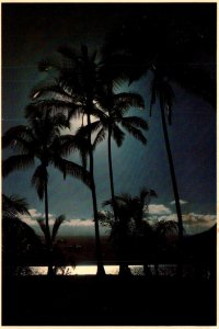 Hawaii Hilo Moonlight Over Maunakea From Coconut Island