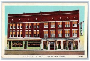 Newport News Virginia VA Postcard Tidewater Hotel Exterior c1940 Vintage Antique