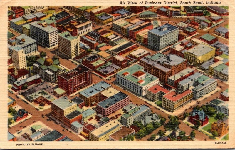 Indiana South Bend Business District Aerial View Curteich