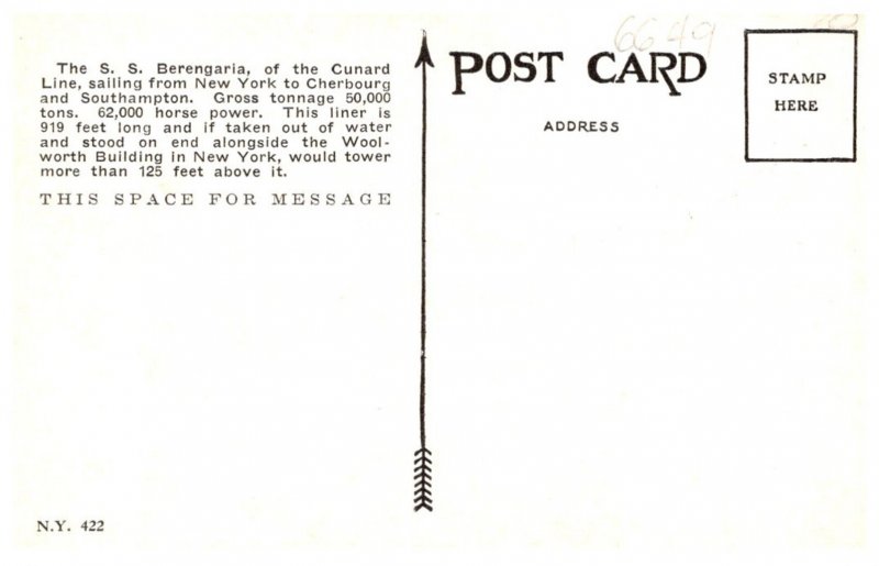 S.S. Berengaria   Cunard Line