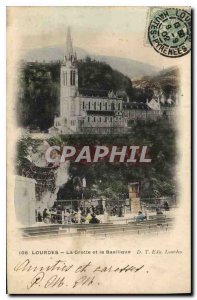 Old Postcard Lourdes Grotto and Basilica