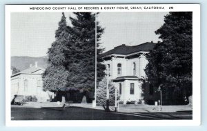 UKIAH, California CA ~ Mendocino County HALL OF RECORDS & COURT HOUSE Postcard