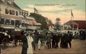 Nahant MA Busy Scene at the Relay House c1910 Postcard