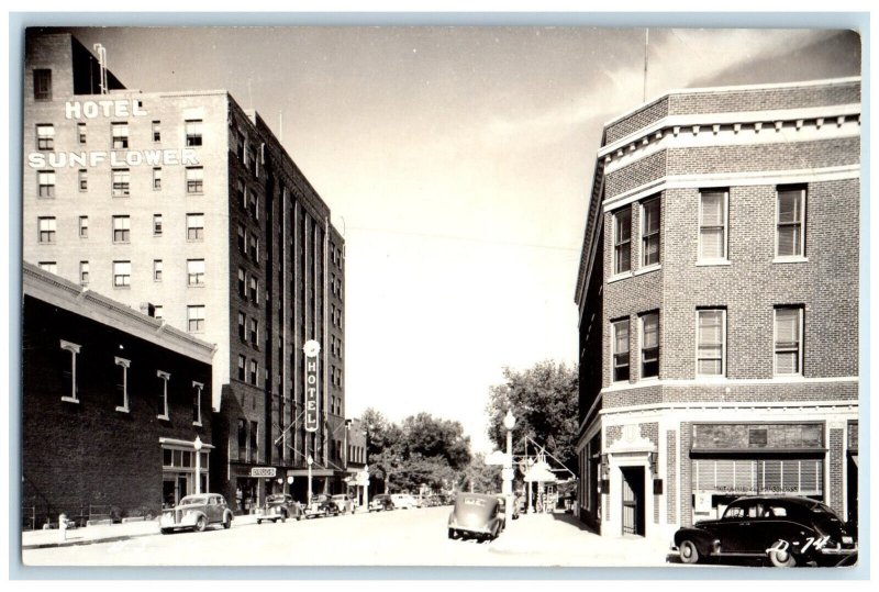 c1940's Hotel Sunflower US 40 Abilene Kansas KS Unposted RPPC Photo Postcard