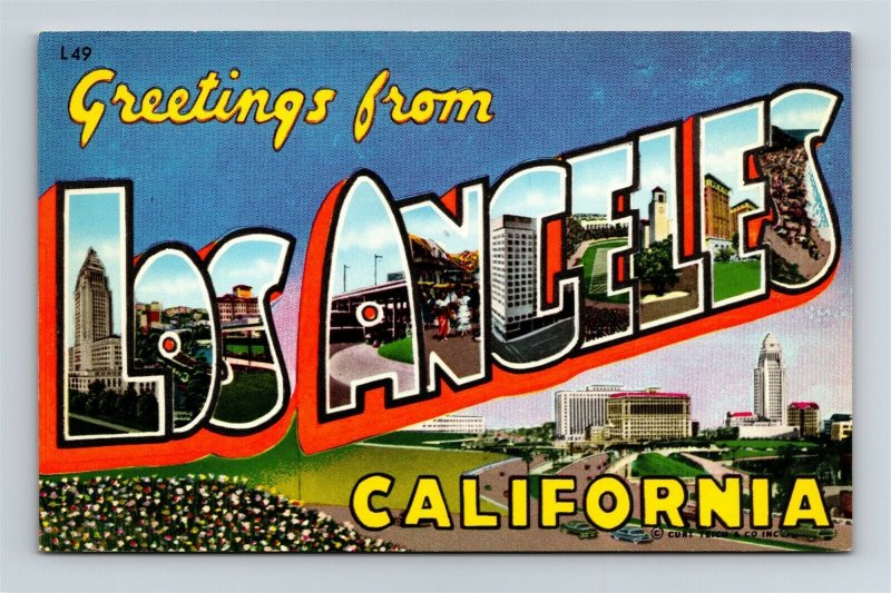 Big Letter Greetings from Los Angeles California Postcard