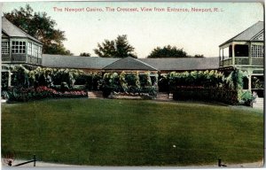 The Newport Casino, The Crescent, View from Entrance Newport RI Vtg Postcard F46