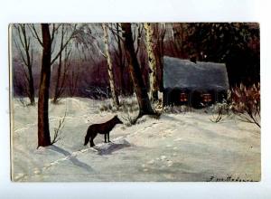 224191 RUSSIA NAYDEN HUNTING Christmas Eve #33 Wolf postcard