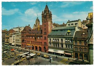 Postcard Switzerland 1965 Basel Basle Architecture Townhall Market Place