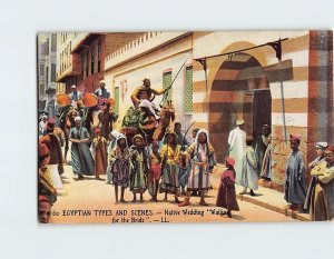 Postcard Waiting for the Bride Native Wedding Egyptian Types And Scenes Egypt