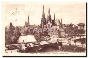 Postcard Old Strasbourg Cathedral Pont des Vosges and St. Paul Church