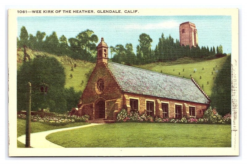 Wee Kirk Of The Heather Glendale California Postcard Church