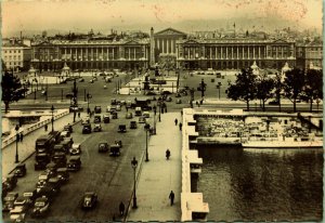 RPPC Place de la Concord Paris France Real Photo Postcard old cars street view