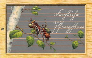 Pentecost Greetings 1915 Humanized Maybug Travelers embossed field postcard C316