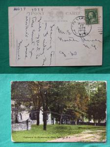 COLD SPRING NY CEMETERY 1911 STAMP OLD VINTAGE POSTCARD