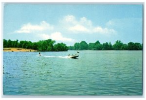 c1960 Water Skiing Silver Lake Delaware Dover River Exterior Vintage DE Postcard