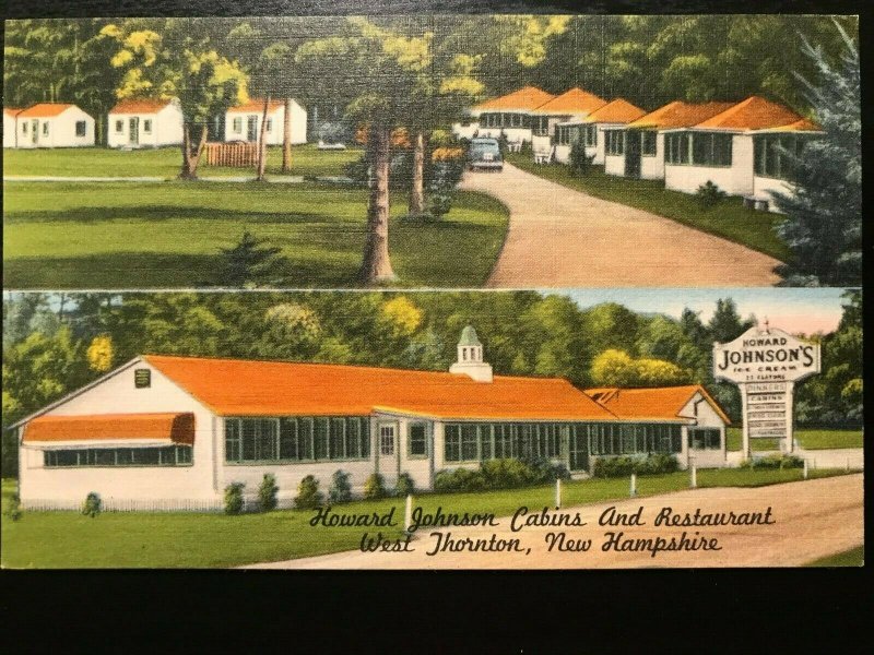 Vintage Postcard>1930-1945>Howard Johnson Cabins & Restaurant>West Thornton>N.H.