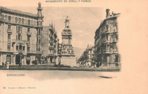 Vintage Postcard 1900's Monumento De Guell Y Ferrer Barcelona Spain