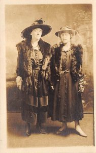 Two Women Dressed Fancy Real Photo Unused 