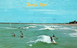 Vintage Postcard 1977 Surfing Along Florida Coast Big Waves Water Sports