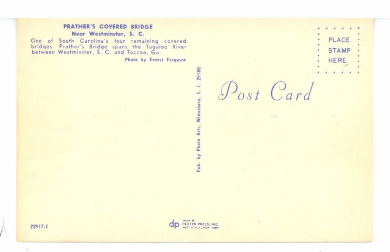 SC - Westminster. Prather's  Covered Bridge