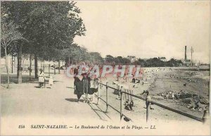 Postcard Old Saint Nazaire Boulevard and the Ocean Beach