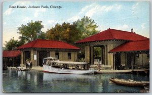 Vtg Chicago Illinois IL Boat House Jackson Park 1910s View Old Postcard