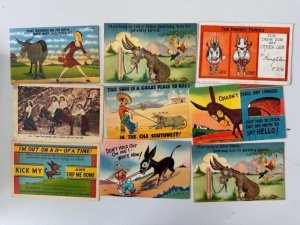 18 COMICS DONKEYS ASSES Vintage Postcards Lot FREE SHIPPING
