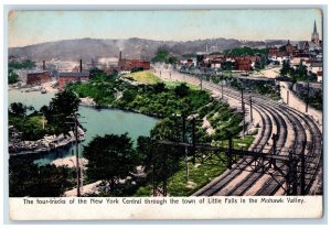 c1905 The Four Tracks of the New York Central Little Falls NY Postcard 