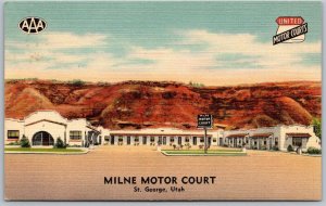 St. George Utah 1940s Postcard Milne Motor Court Motel