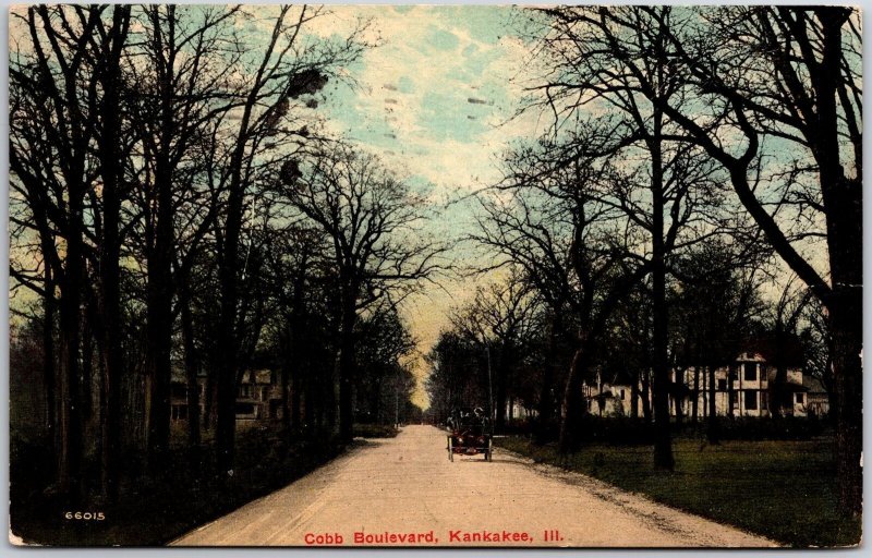 1911 Cobb Boulevard Kankakee Illinois IL Lined-Trees Street View Posted Postcard