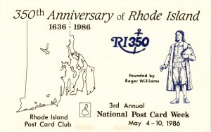 Rhode Island, Roger Williams, Rhode Island Post Card Club, National Postcard