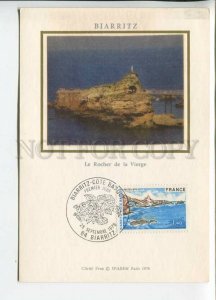 450103 FRANCE 1976 year First Day maximum card Biarritz silk insert