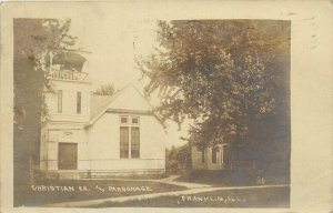 Postcard 1907 Illinois Franklin Christian Church Parsonage religious IL24-2709