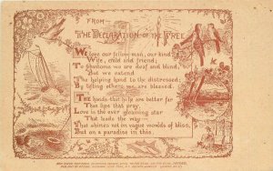 Artist impression C-1908 New Cheer Declaration Free Saying Postcard 21-8131