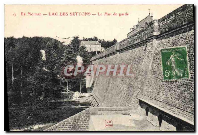  Vintage Postcard In Morvan Lake of Settons the Wall of guard