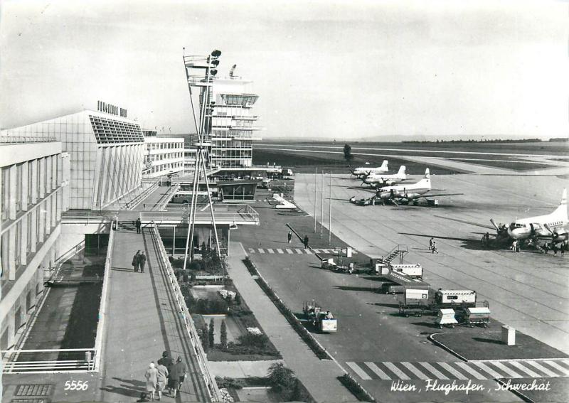 Wien Schwechat airport Austria 1950s photo postcard